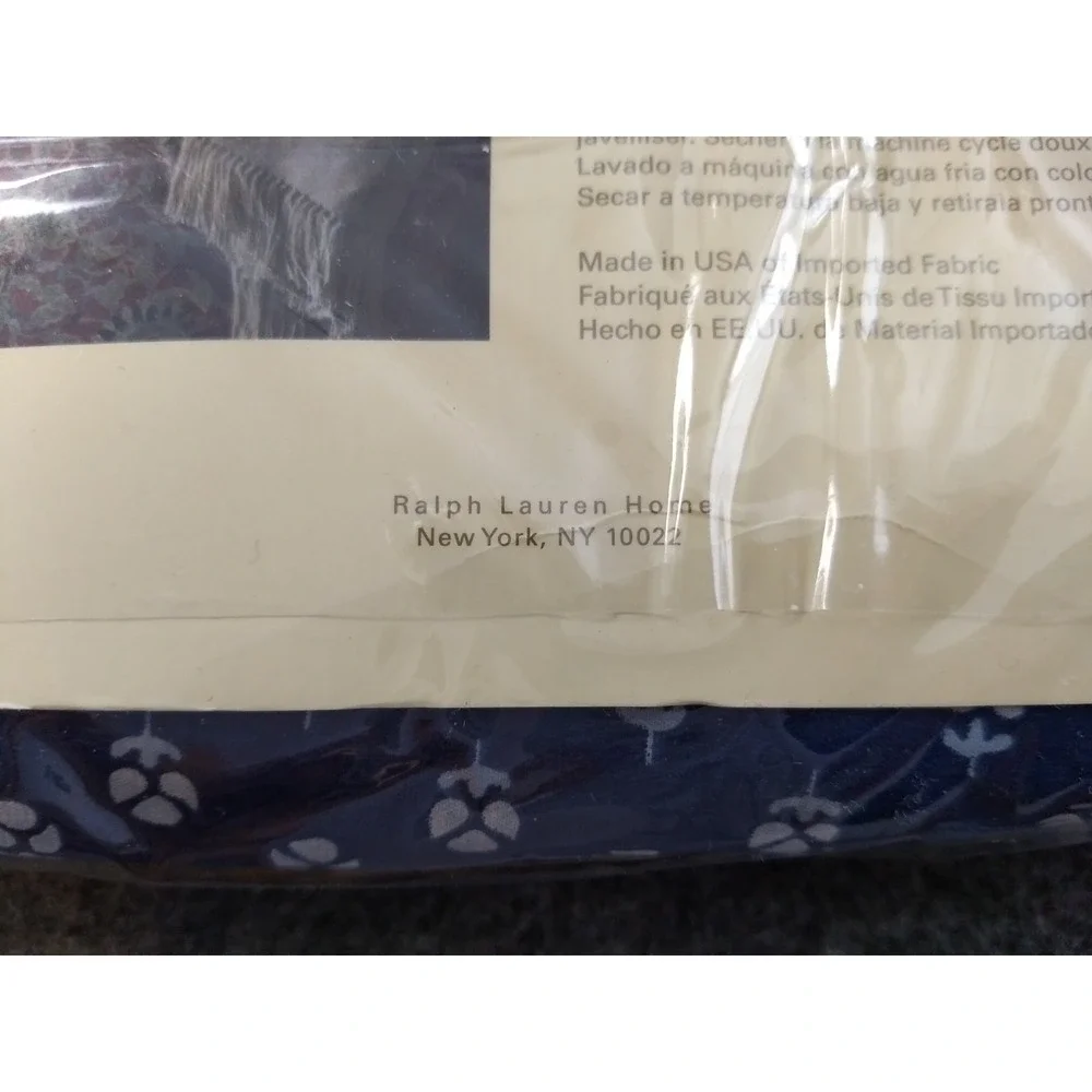 Ralph Lauren Cote‎ D'Azur Twin Bedskirt Indigo Blue Floral 100% Cotton USA NEW